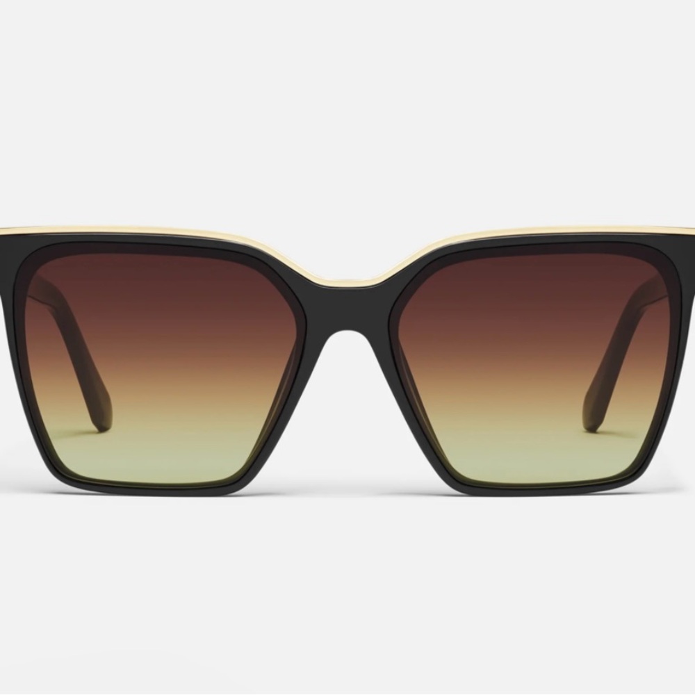 Quay Australia Sunglasses "Level Up" Black Frame / Brown Yellow Lens